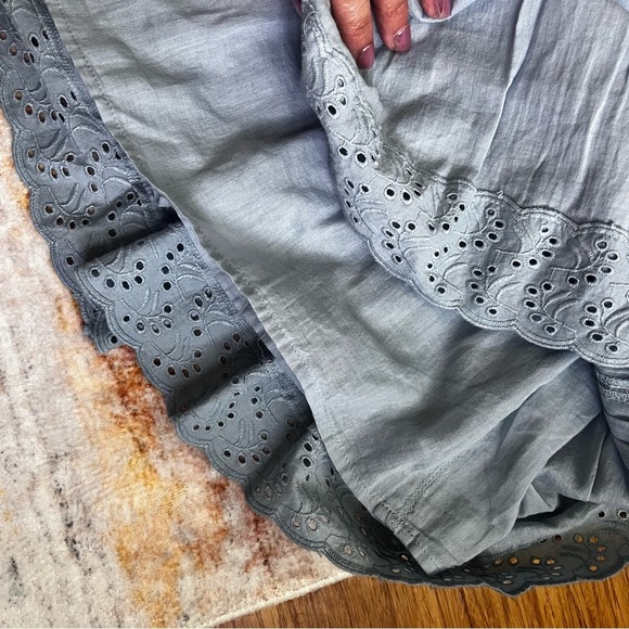 Blue Sleeveless Dress with Eyelet Hem - Picture 4 of 6